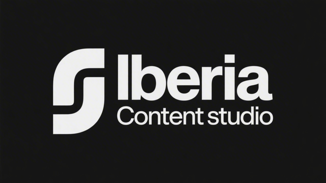 Minimal wordmark logo for IberiaContent Studio, simple sans serif lettering, balanced spacing, clean lines, single color on a neutral background for easy recognition.